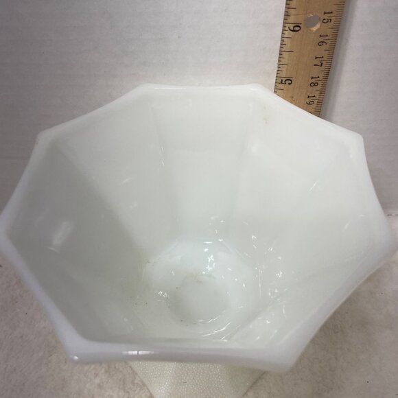 MilkGlass Candy Dish Grapes Leaves Octagon Pedestal Anchor Hocking - Picture 3 of 4